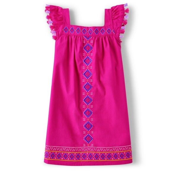 Girls Gymboree Island Spice Magenta Pink Embroidered Dress Size 7 - Picture 1 of 9